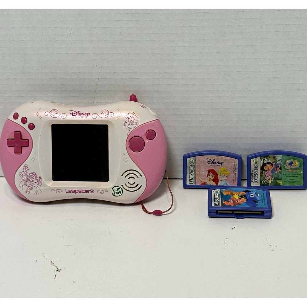 LeapFrog Leapster 2 Disney Princess Special Edition Bundle w/ 3 Games WORKS